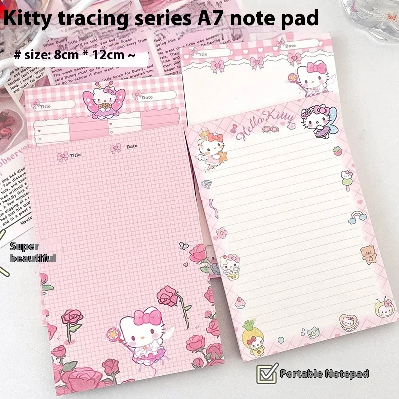 4pcs Sanrio Hello Kitty A7 Memo Pad Kawaii Notebook Writing Pads Cartoon Cute Student Extra Thick Tearable Planners Notebook