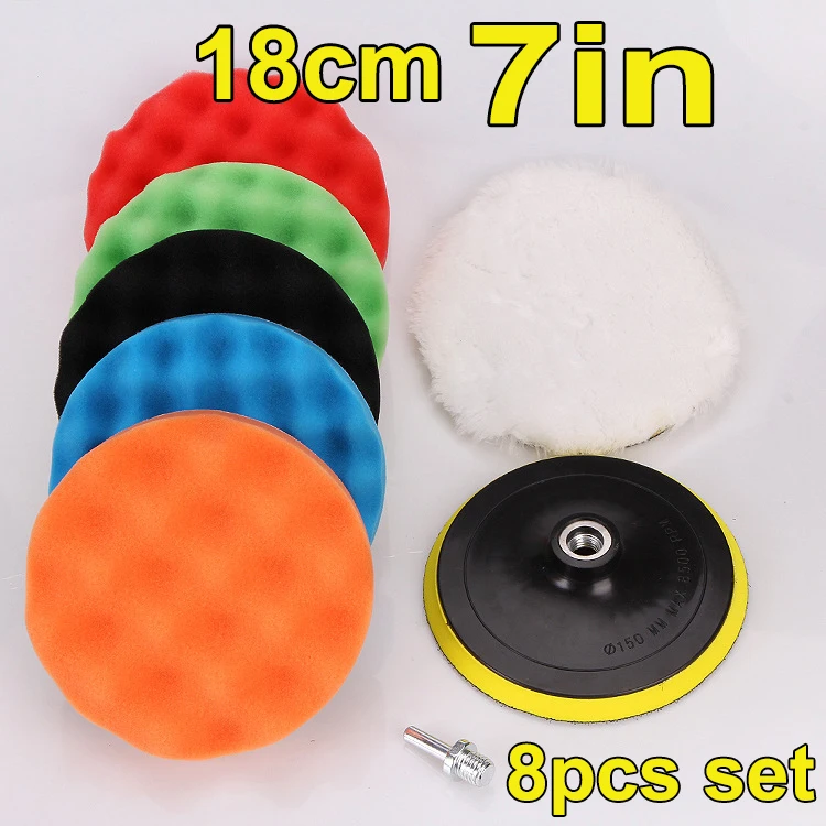 8 Stuks Auto Polijsten Pads Kit 3/4/5/6/7 Inch Schuim Spons Buffer Pad Buffing Disc Set Polijstmachine Polijstmachine Wax Pads 125/150 Mm