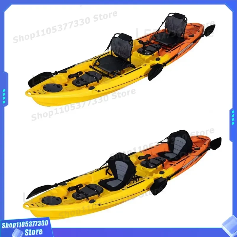 2+1 Person 3 Seaters Sit on Top Plastic Pe Recreational Kayak for Lake River, Chair, Back Seat, Fishing Rod Holder Retenal