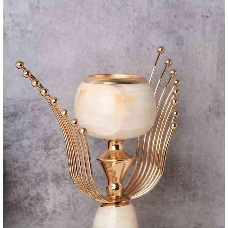 Premium Handmade Marble Votive Taper Candle Holder with Pearl Finish Heat Resistant Durable Christmas Home Decorative Accent