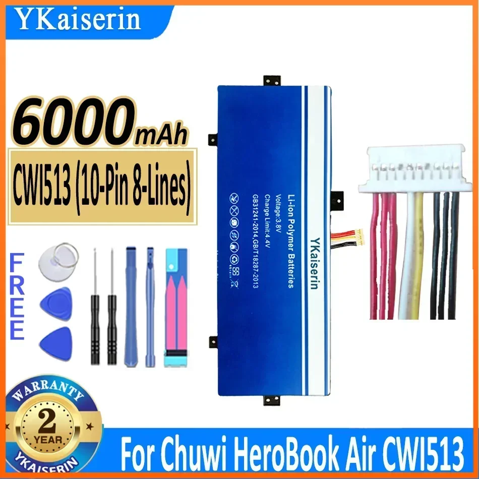 

YKaiserin 6000mAh Replacement Battery For Chuwi HeroBook Air CWI513 11.6 inch MB2455012 NV-3492107-2S 3791229C H-3585229P