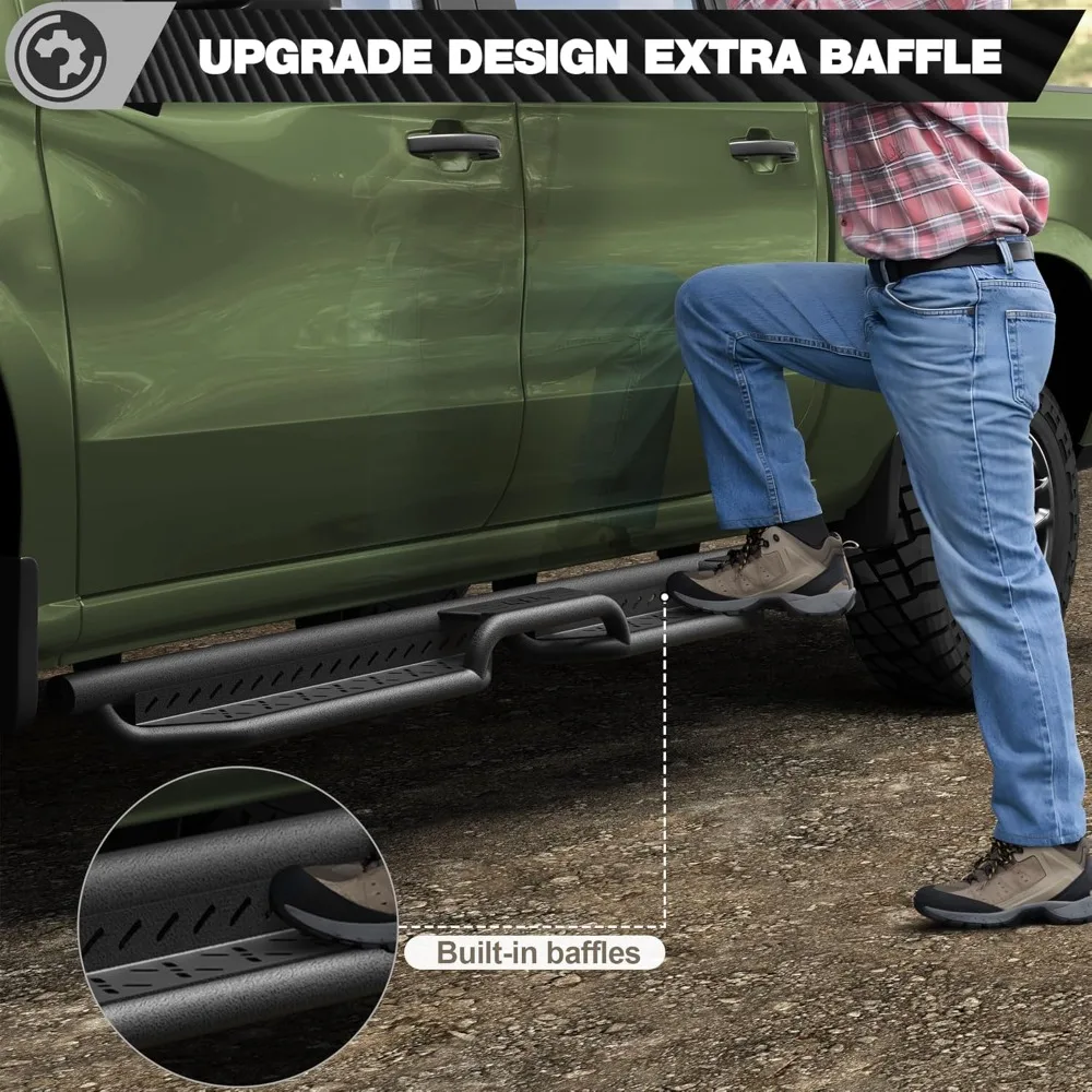 لوحات الجري خطوات جانبية خطوتين مرتفعتين متوافقة مع 2019-2025 تشيفي سيلفرادو وجي إم سي سييرا 1500، 2020-2025 شيفروليه سيلف #3