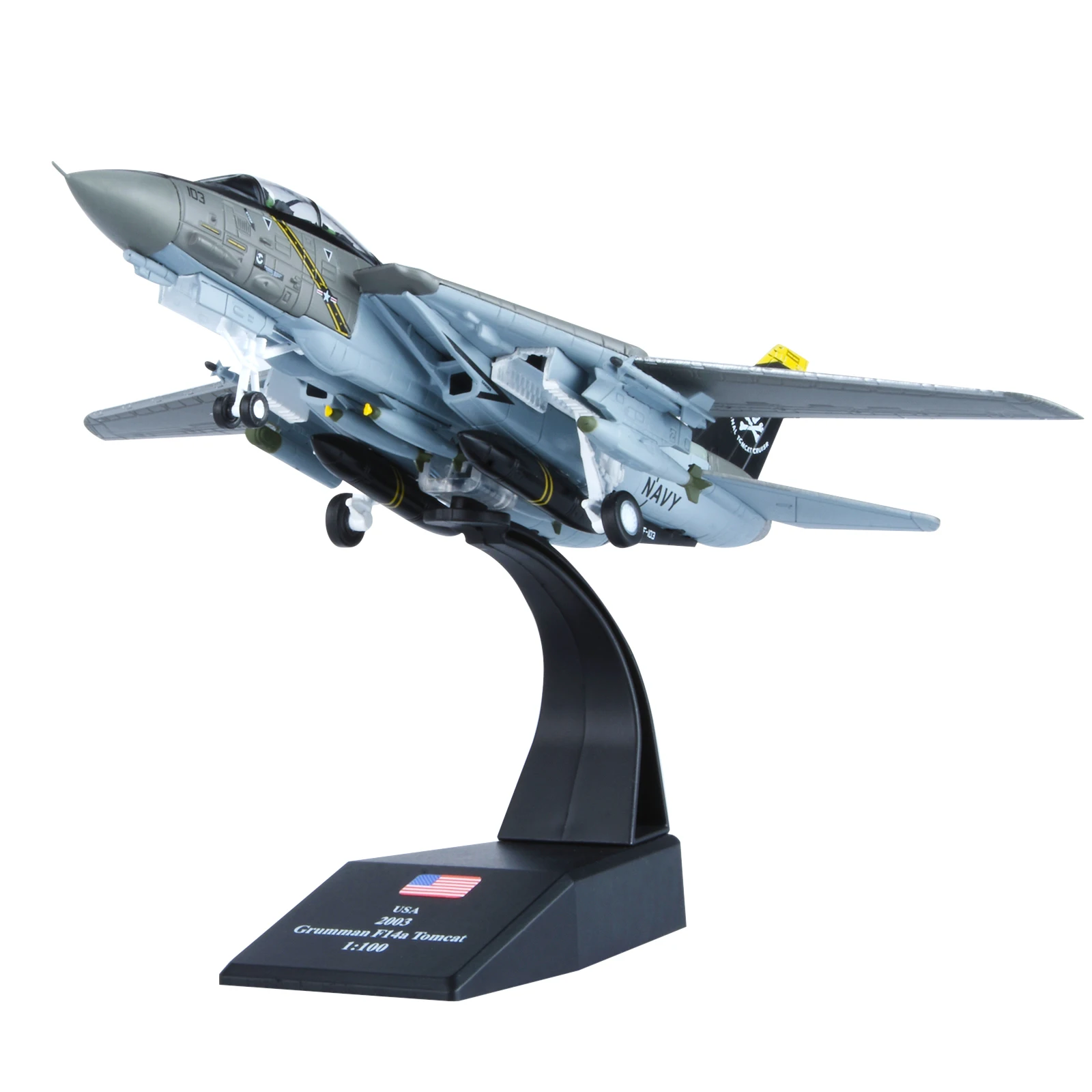 1/100 Scale USAF Diecast Metal Plane Model Toy Military Model Toys F14 F 14 Pirate Tomcat F-14 AJ103 VF-84 Fighter - Image 2