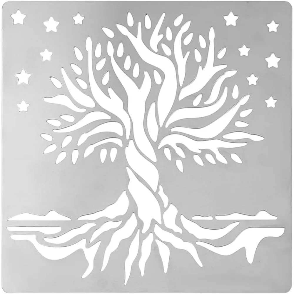 Tree of Life Metal Journal Stencil Stars Metal Painting Template Stainless Steel Multifunctional Planner Metal Stencils