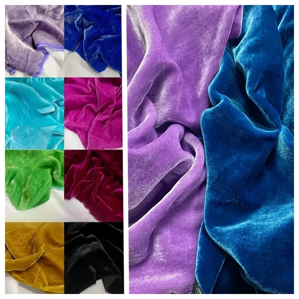 

Natural Mulberry Silk Velvet Fabric for Soft Drape Dresses Cheongsam Pants Clothing Diy Sewing Fabrics By The Yard Cloth