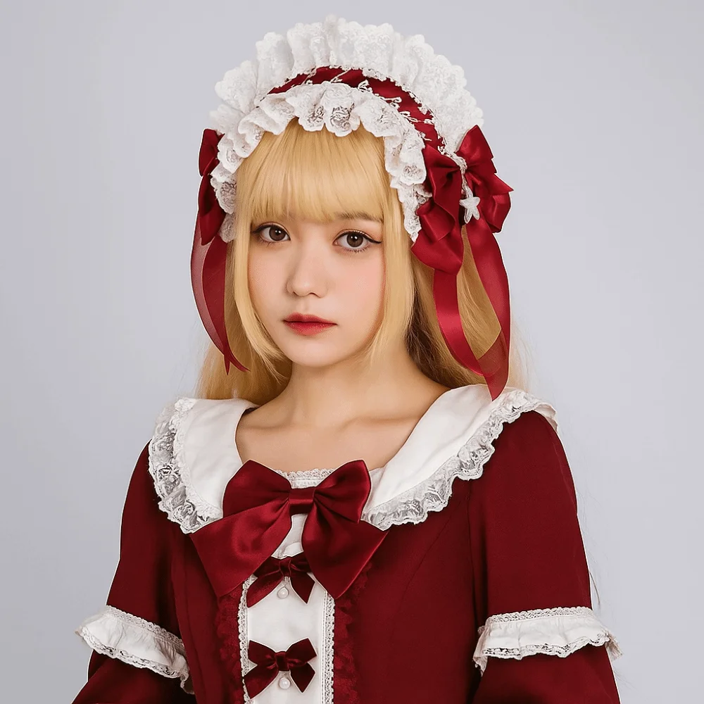 

Sweet Lolita Lace Headband Jk Kawaii Ruffled Hairband Hair Accessories Ribbon Bow Anime Maid Cosplay Headdress Cosplay Accessory