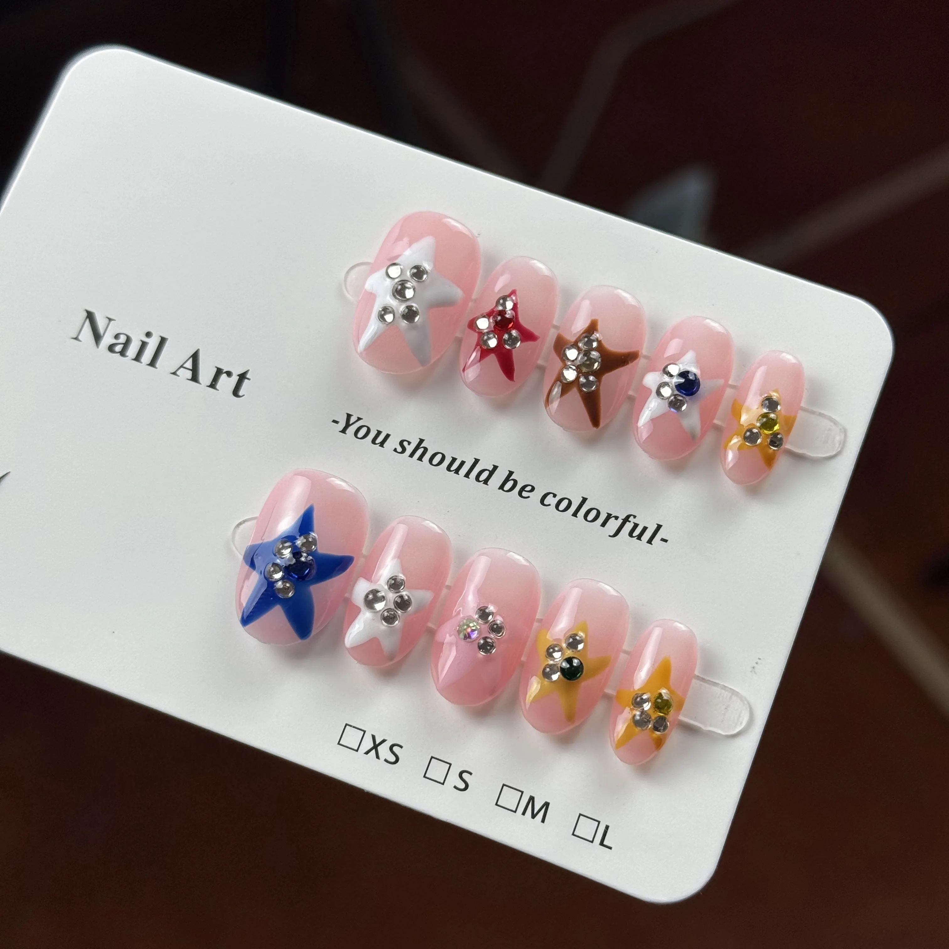 10 قطع من نجم البحر الملون الراقية، نمط الفتاة الساخنة y2k المتخصصة، نجم البحر الملون المرسوم يدويًا، مرقع الماس اللامع مصنوع يدويًا