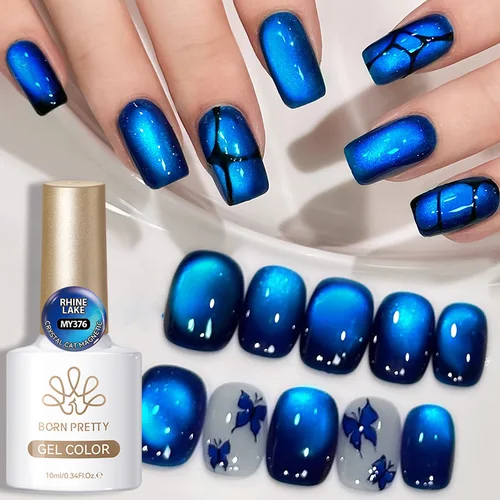 Imagen 2 del producto BORN PRETTY 10ml Rin Lake Blue Cat Gel magnético azul oscuro brillo Soak Off Gel UV barniz para decoración de uñas manicura salón de manicura