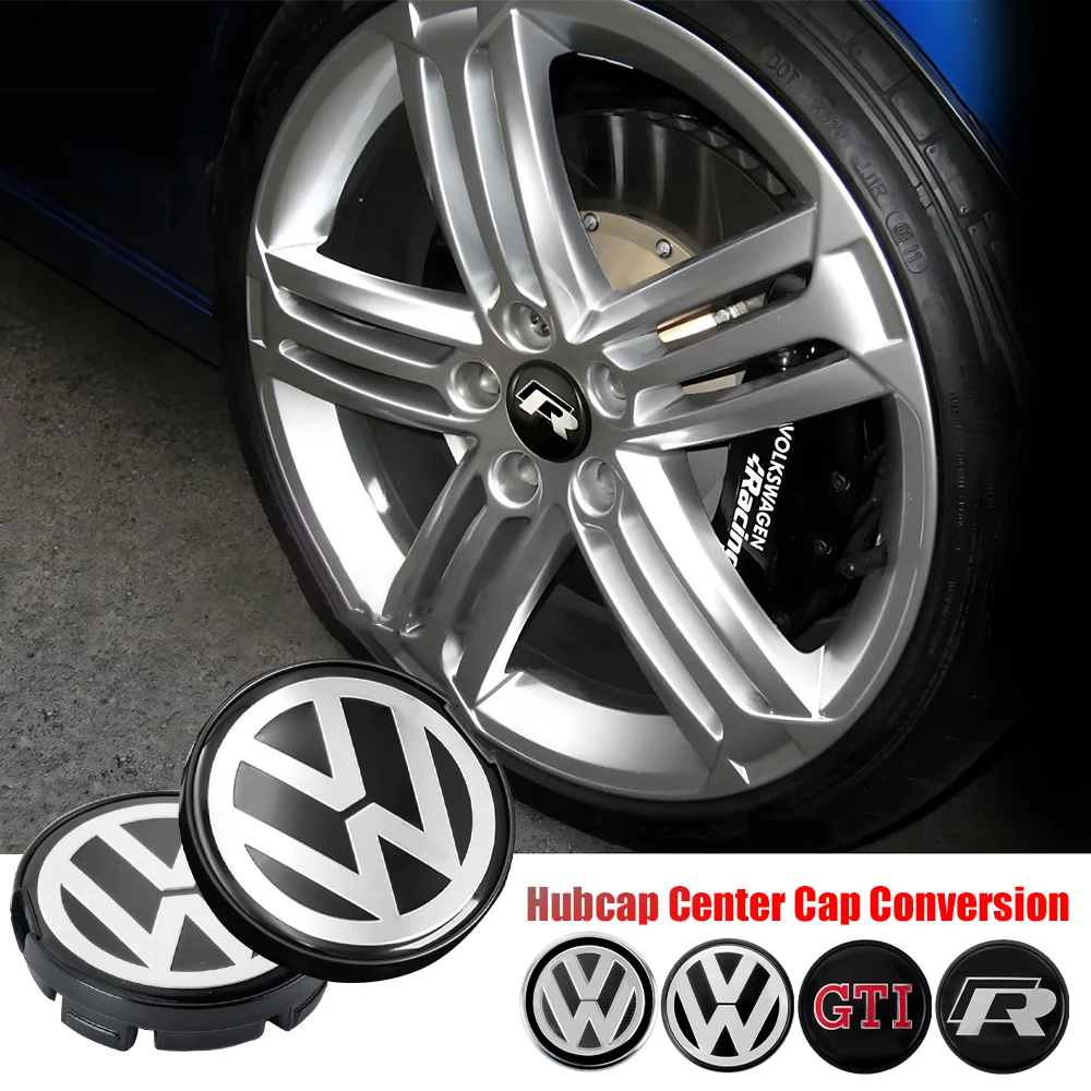 4PCS 56MM/65MM/66MM Car Wheel Tire Center Hub Cap Sticker Dust-proof CoverFor Volkswagen VW R GTI Beetle CC Touareg Passat Jetta