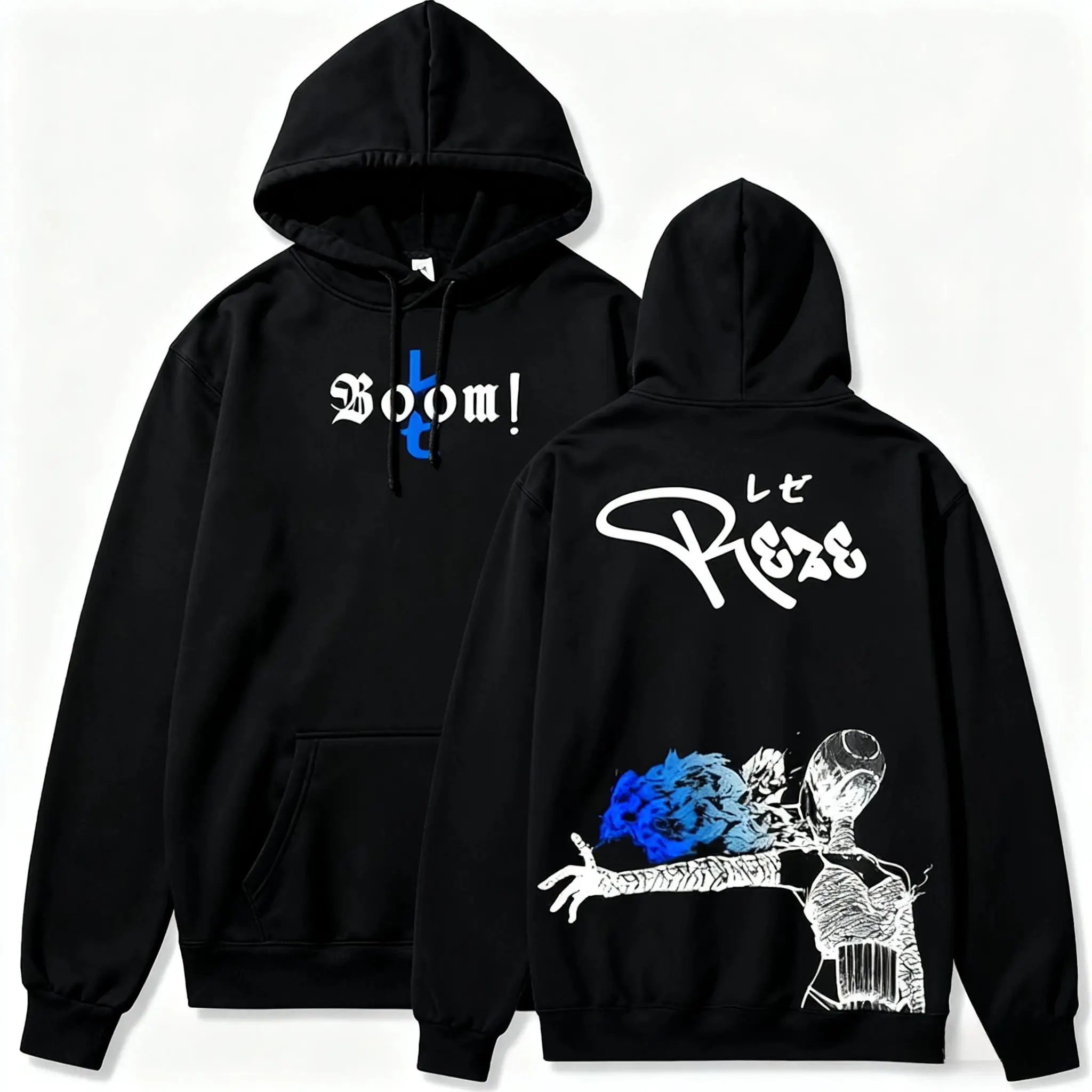 الهيب هوب هوديي بالمنشار رجل Reze أنيمي مطبوعة هودي الرجال النساء المتضخم الخريف البلوز Harajuku بلوزات طويلة الأكمام للجنسين #3