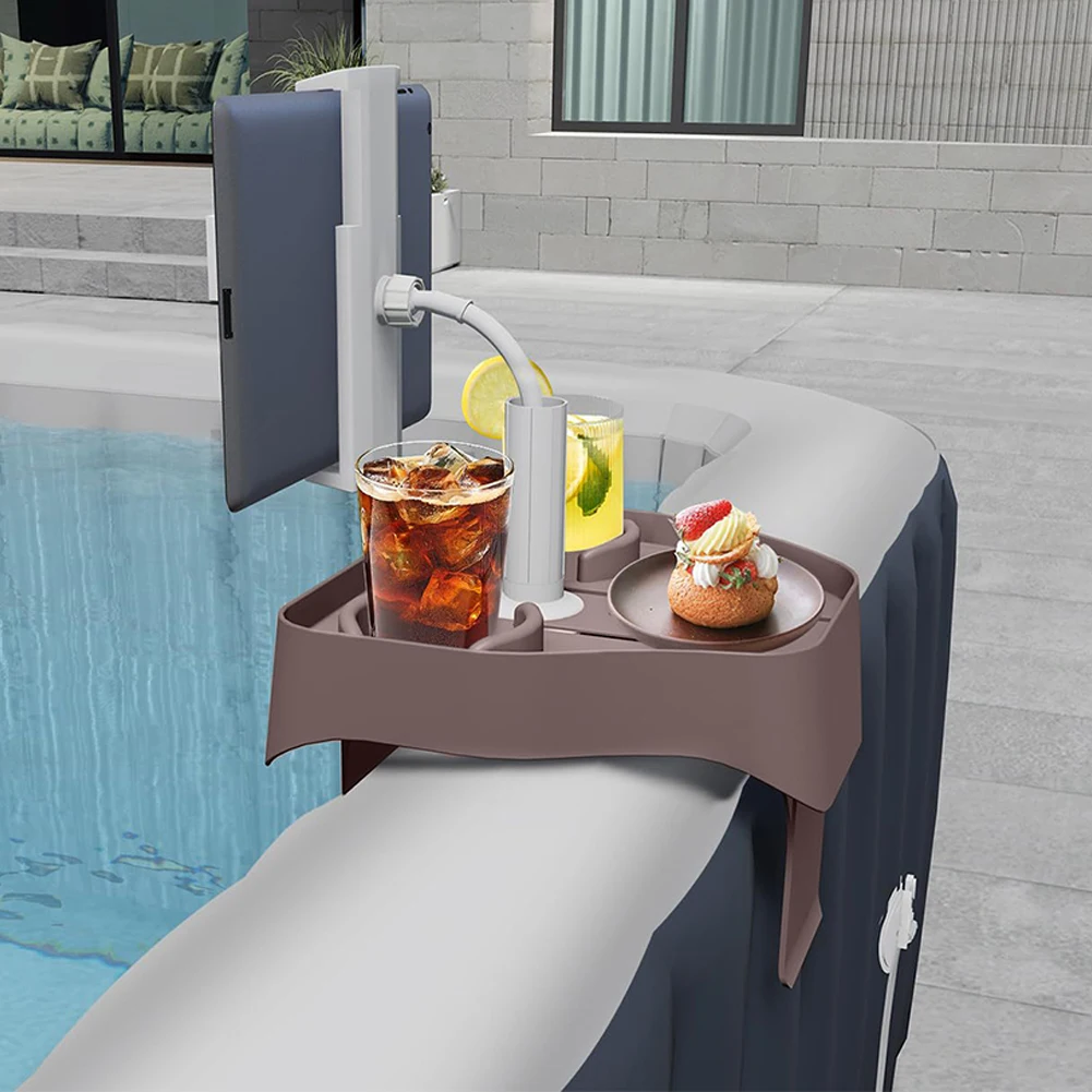 Нескользящий поднос для спа-салона 3 в 1, боковой столик, подстаканник и держатель для телефона, регулируемый поднос для гидромассажной ванны, стол для уличных надувных бассейнов/Spas