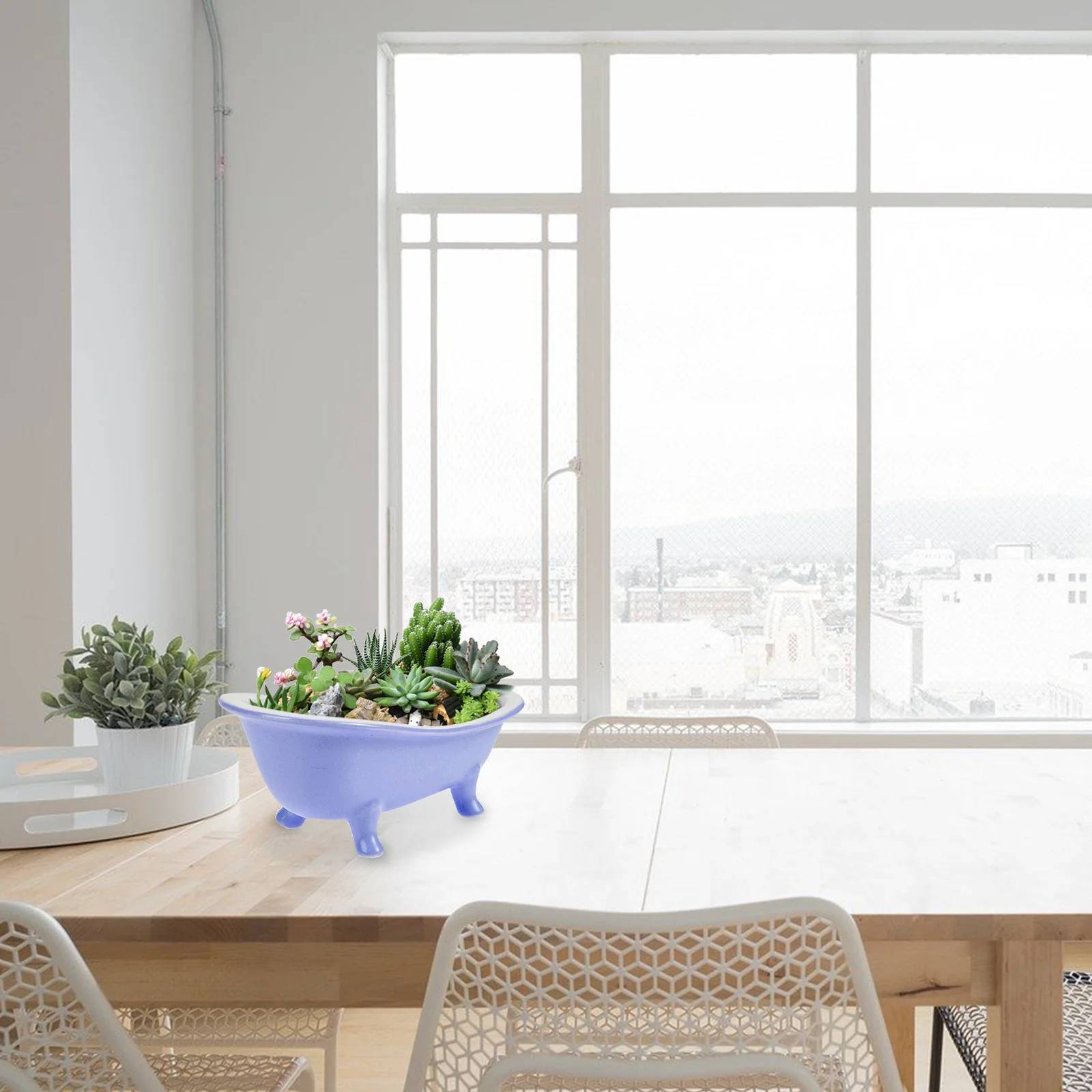 

Ceramic Flowerpots Bathtub Shape Design for Indoor Outdoor Garden Decor Lightweight Planting Container for Succulents Flowers