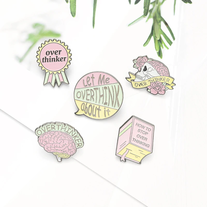 Love Over Thinker accessori di abbigliamento zaino Pin Badge spilla da bavero Over Thinker Pin Brain Pin Pinsk Memorial Tombstone