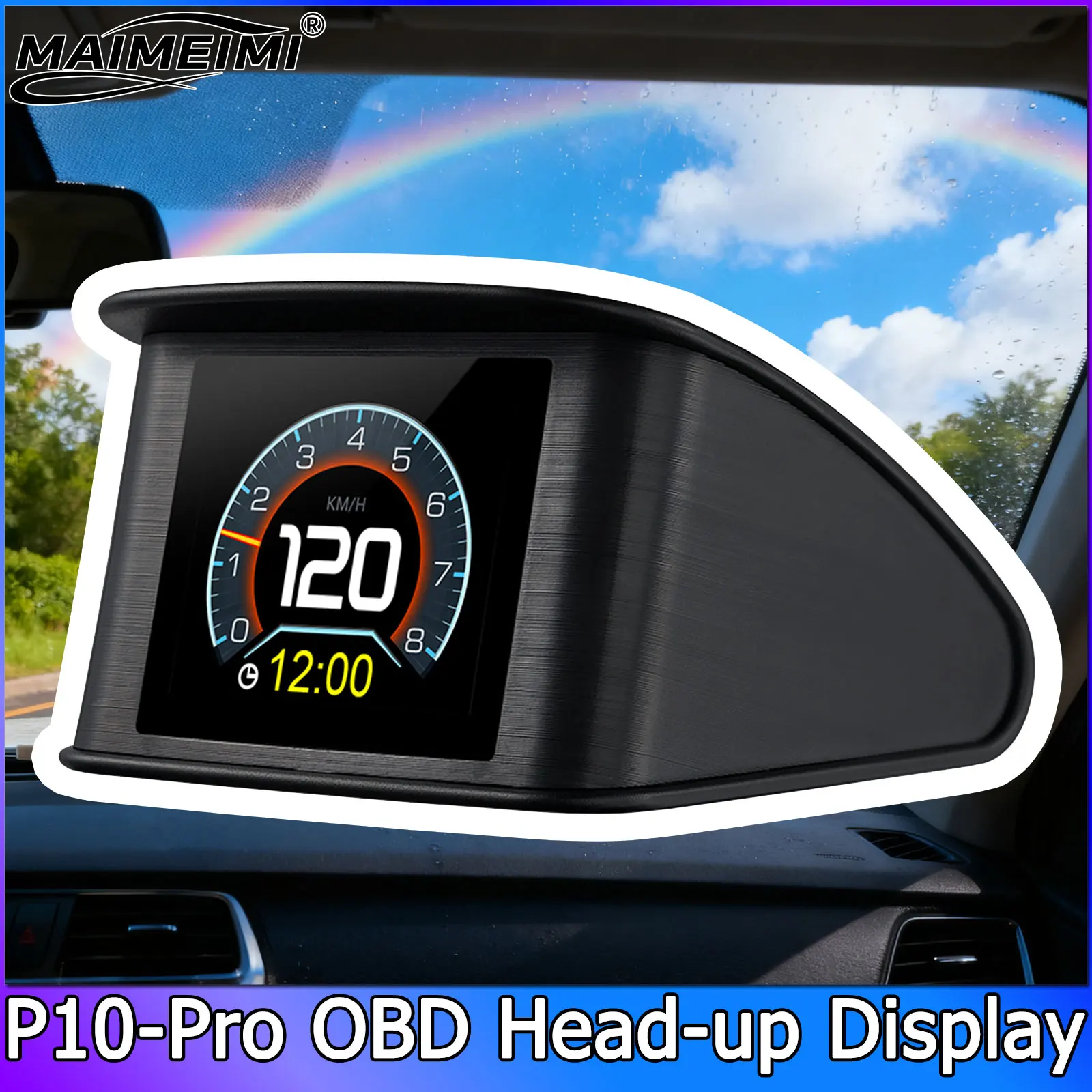 QC P10-PRO OBD HUD Speedometer Car Head Up Display Speed Meter Water Tempe Turbo Pressure Gauge Overspeed Alarm Car Accessories