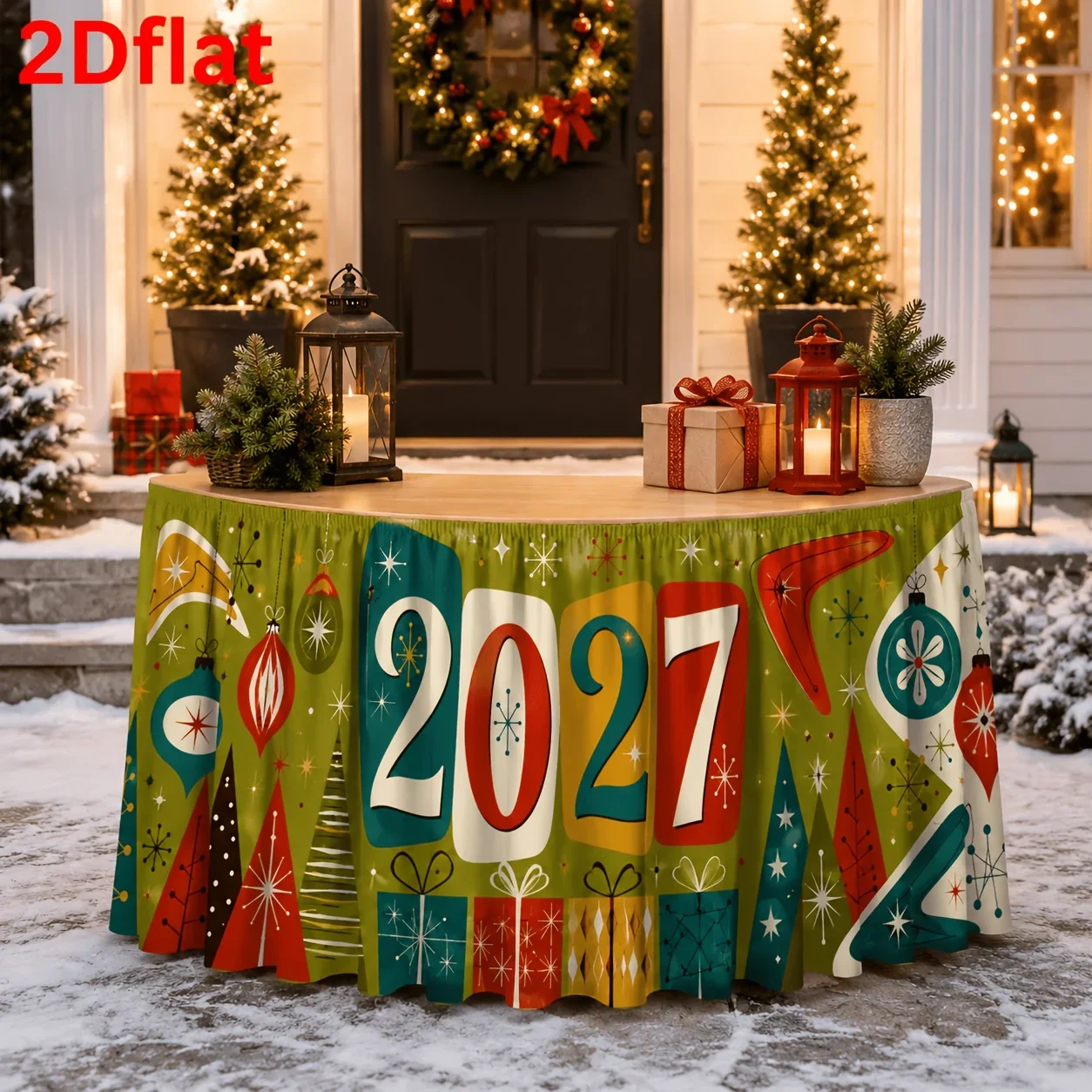 One table skirt, 2027 festival decoration, retro Christmas party, restaurant event, banquet, wedding banquet, office celebration