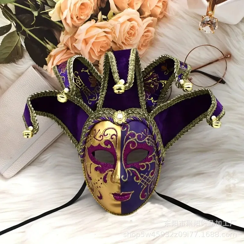 Máscara de Mascarada en estilo veneciano adornada con suministros de fiesta para Navidad, Halloween, Festival de Carnaval