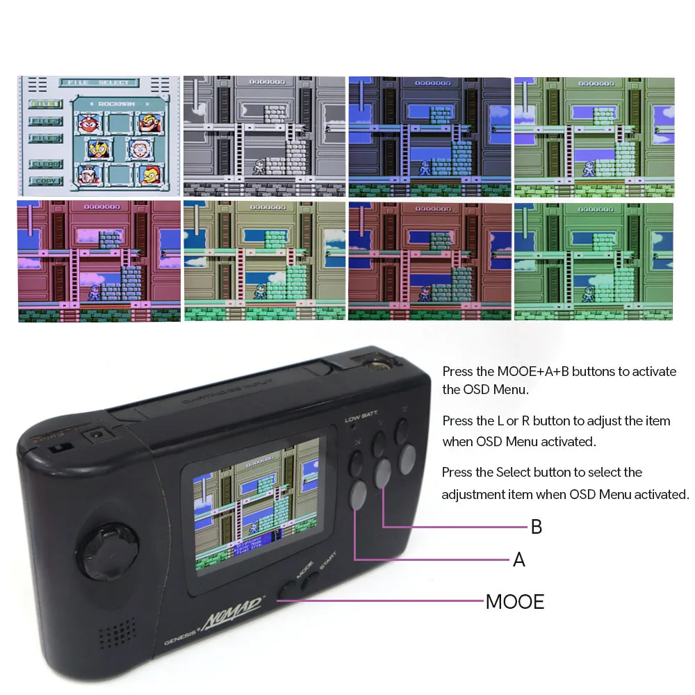 IPS LCD هايت ضوء الشاشة ، RGB المجلس ل SEGA نوماد وحدة التحكم ، 3.5 "LCD HD OSD القائمة ، مجموعات وزارة الدفاع