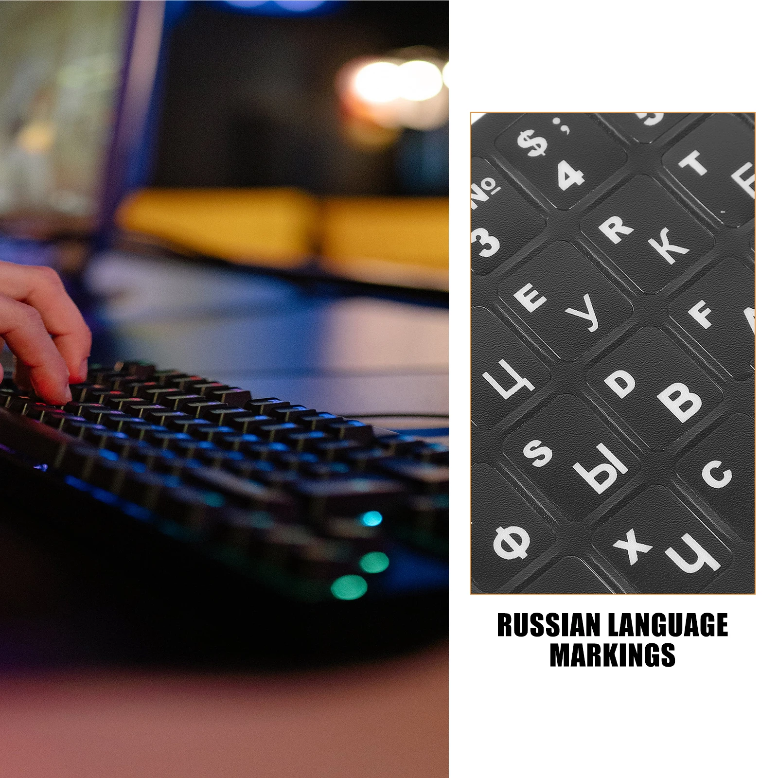 

5 Sheets Russian Keyboard Stickers Black Matte Design Compatible Various Brands Models Easy Installation Residue Free Removal