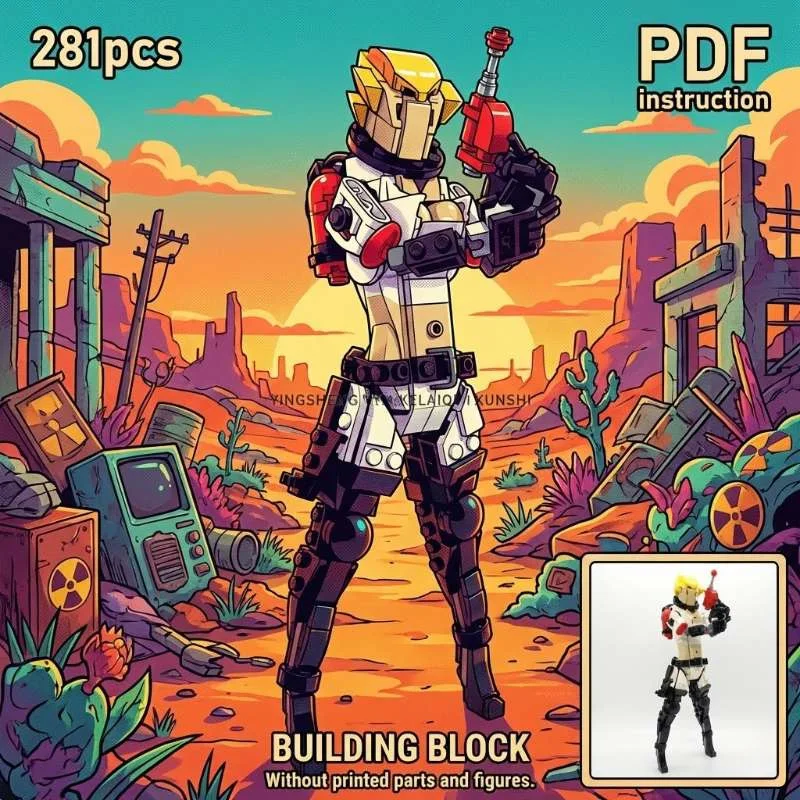 

Фигурка бионической девушки в стиле киберпанк Falowt: Красная тактическая броня, Воитель будущего, модель MOC из блоков