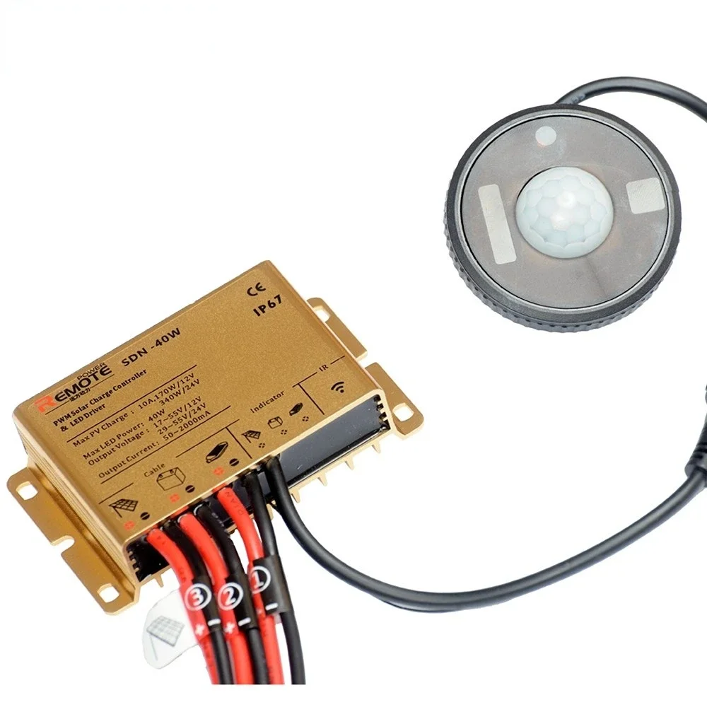 pwm controlador de carga solar com sensor de movimento auto ip67 40w 12v 24v bom preco 01