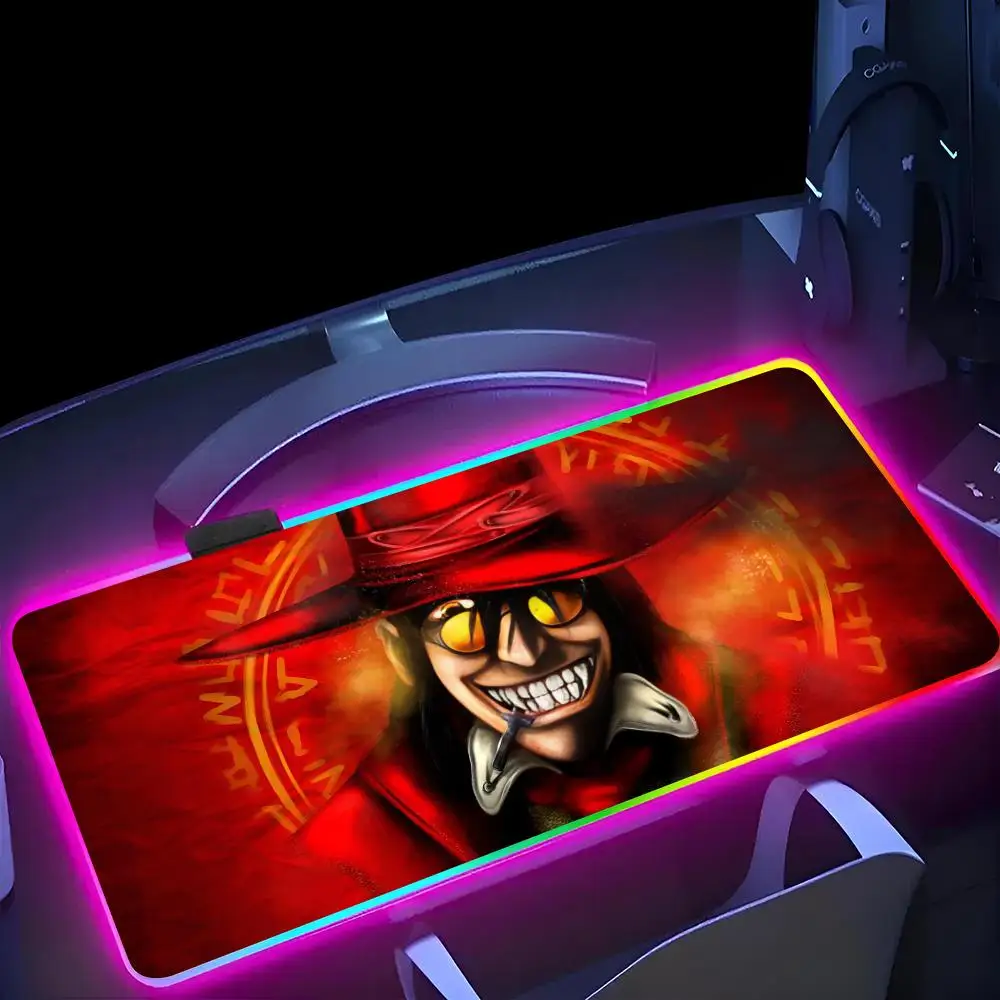 

Anime For H-Hellsing A-Alucards MINISO Mouse Pad RGB Gaming Mousepad LED Large Gamer Mousepads XXL Keyboard Pads Luminous Desk M