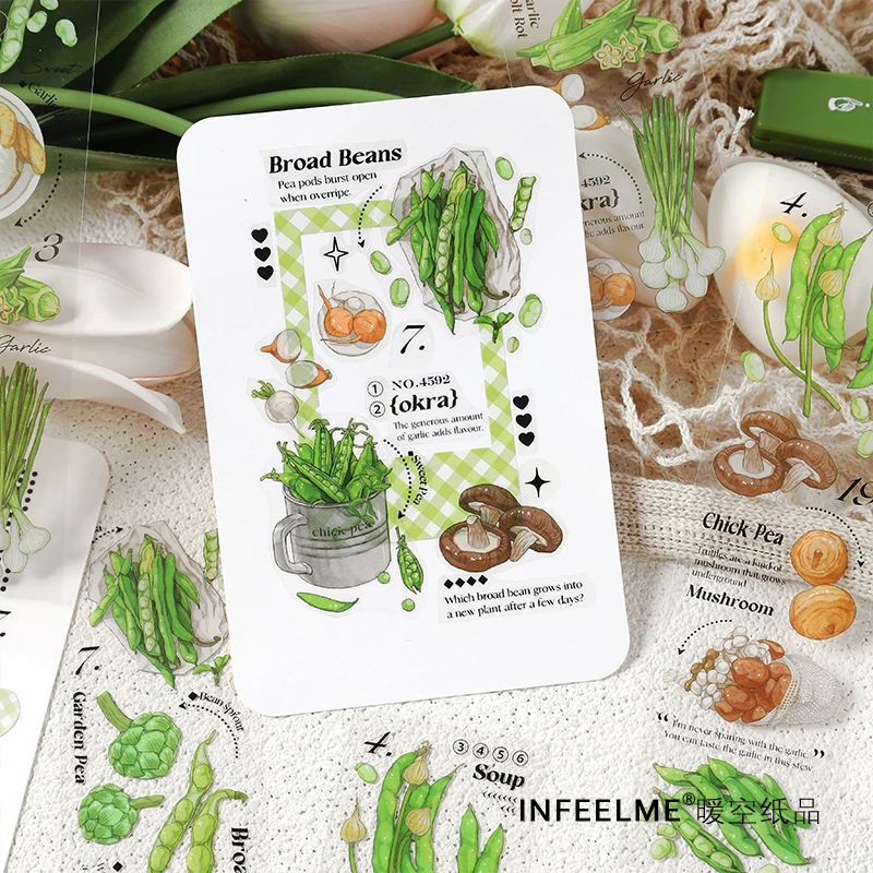 6 pcs/lot vegetable Stickers aesthetic Decorative Stick Labels journaling Album Scrapbooking Collage material