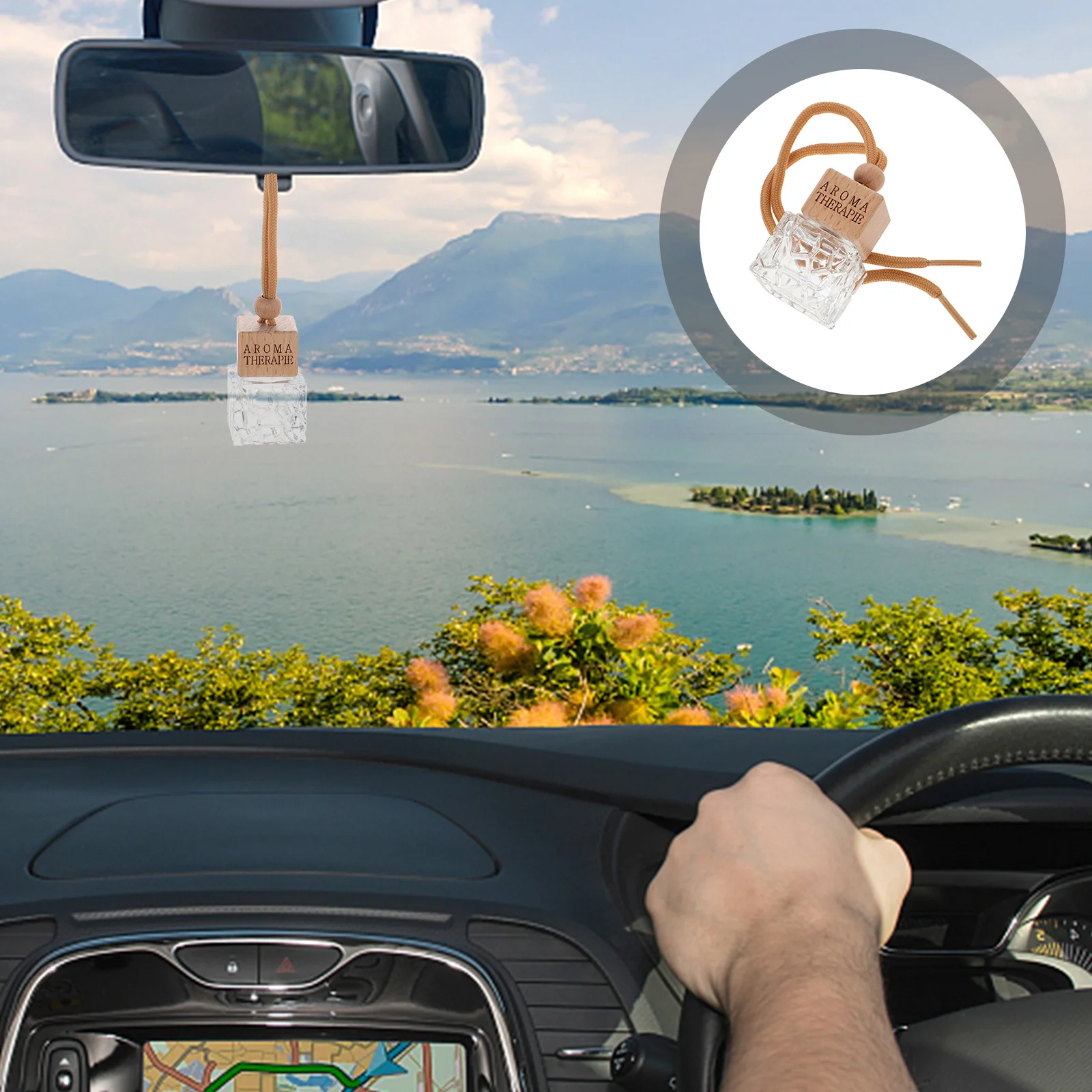 

Car Perfume Bottle Hanging Leakproof Glass Wood Durable Car Air Freshener Diffuser Essential Oil Diffuser Bottle