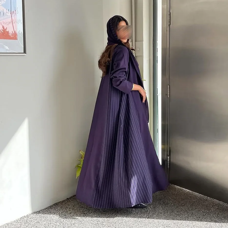

Eid Dubai Lapel Coat Open Abayas for Women Muslim Dress Jalabiya Kimono Cardigan Kaftan Ramadan Femme Robe Islamic Clothing New