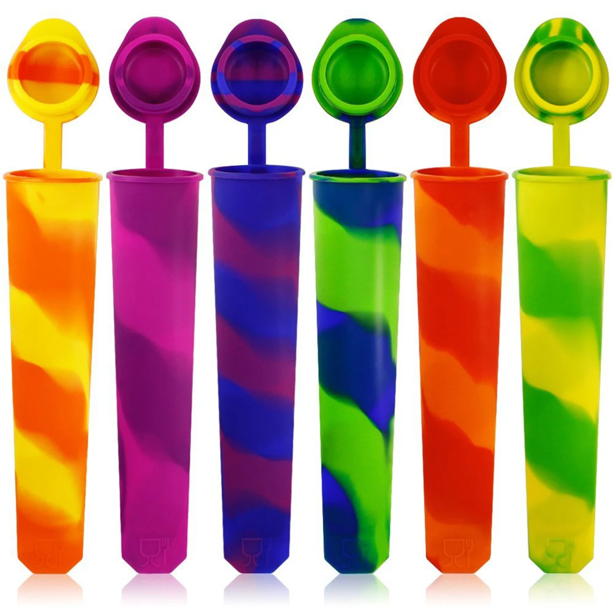 6Pcs Popsicles Molds Silicone Ice Cream Mold Multi-Colored Popcical Molds DIY  Popsicle Homemade Tools Summer Party Supplies