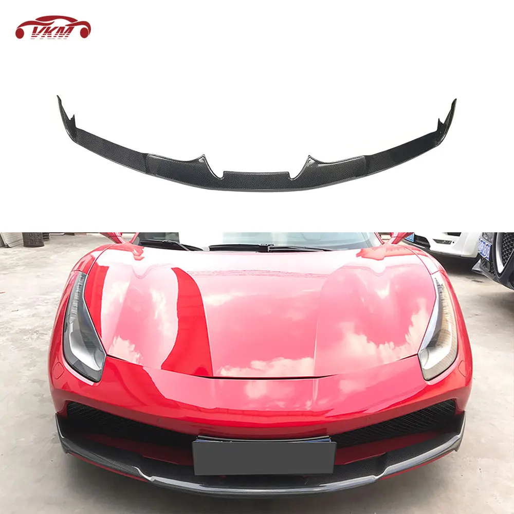 

Dry Carbon Fiber Material Front Bumper Lip Chin Spoiler FRP Unpainted Black Bumper Cover case for Ferrari 488 N Style 2015-2018