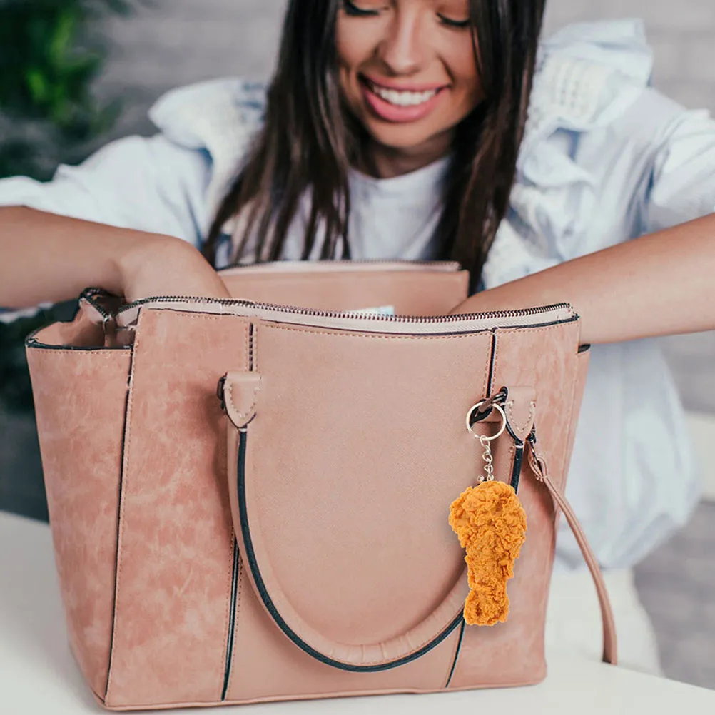 

4Pcs Funny Chicken Wing Keychain Set PVC Realistic Food Key Fobs Creative Car Bag Phone Charm Novelty Fast Food Decor Chicken