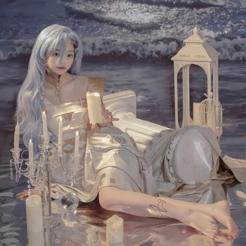 

Game Reverse:1999 Cosplay The Prisoner in the Cave 37 Costume White Sophisticated Comfort Dress Wig Full Set for Women