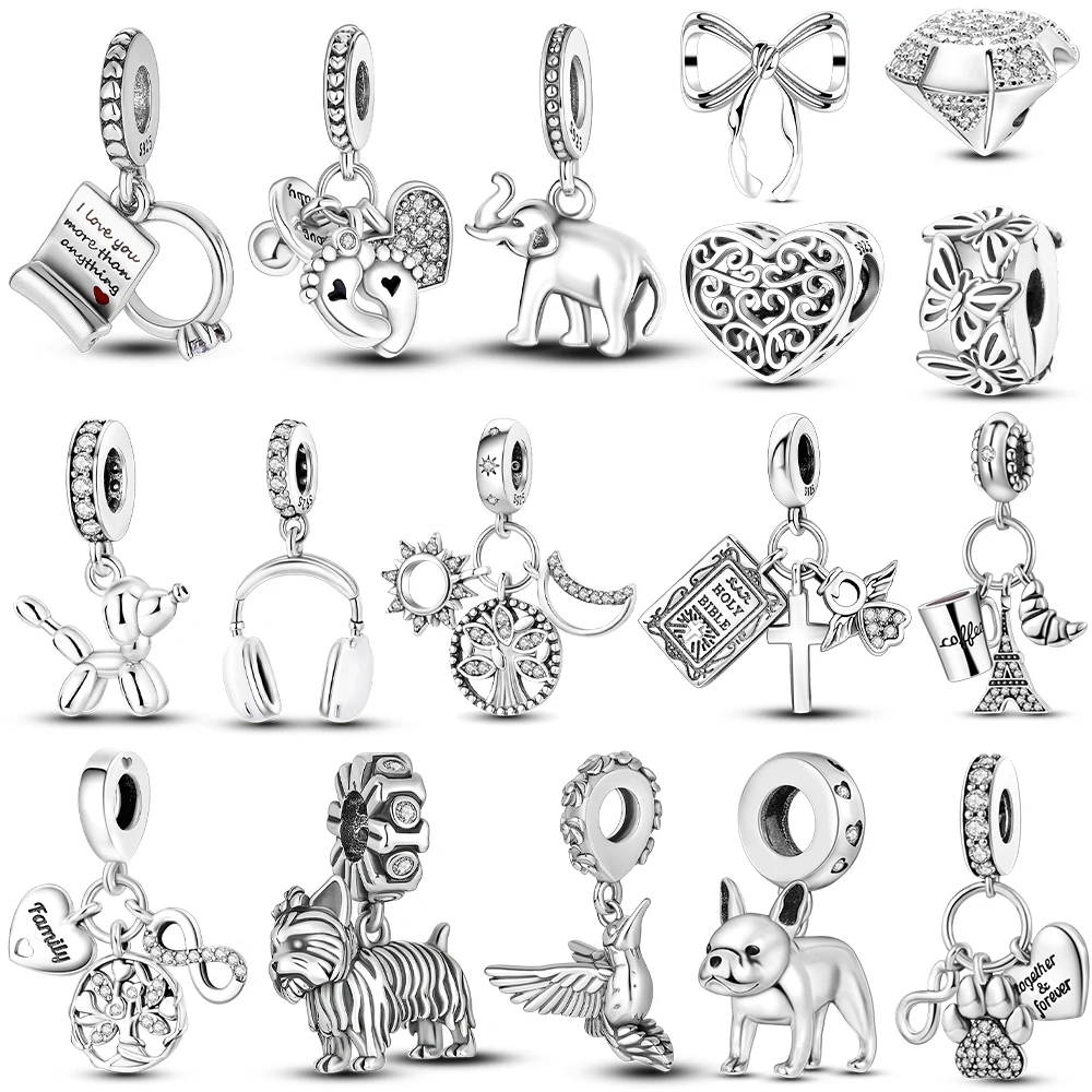 

Charms Beads Fit Puppy Original 925 Sterling Silver Heart Bow Silver Charms for Bracelet Pendant Women Jewelry Gifts