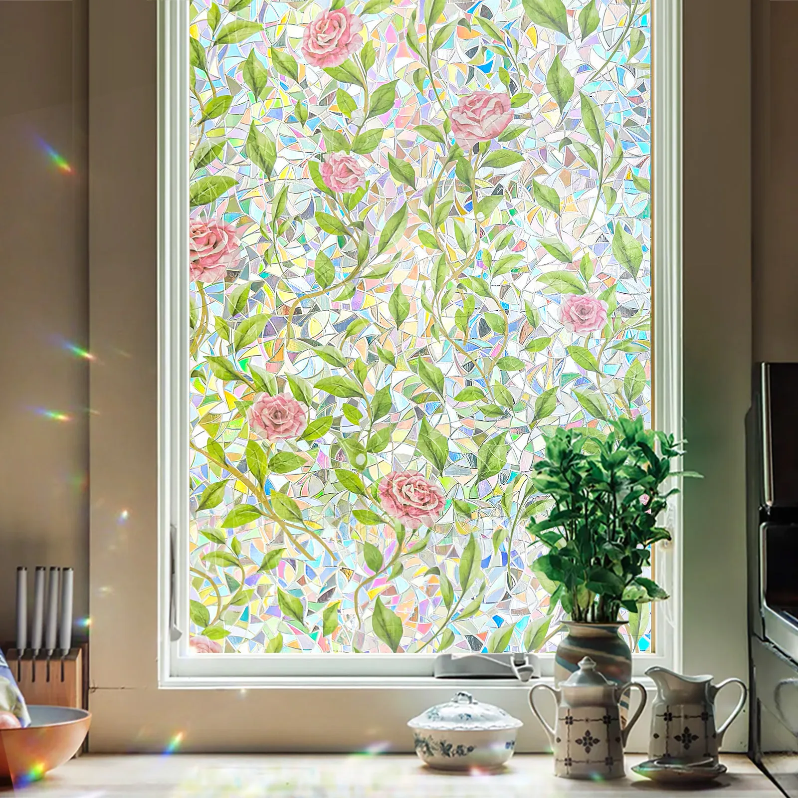 3D Colorful Laser Film: Static-Adhesive, Transparent, Opaque Glass Screen Protector; Light-Blocking and Privacy