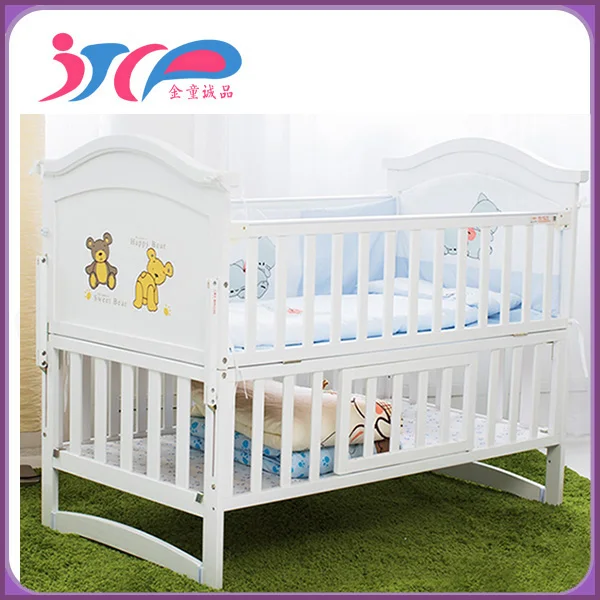 Natural Wood Baby Crib Kids Bed Multi-Function Solid  Infant Cradle Newborn Playpen