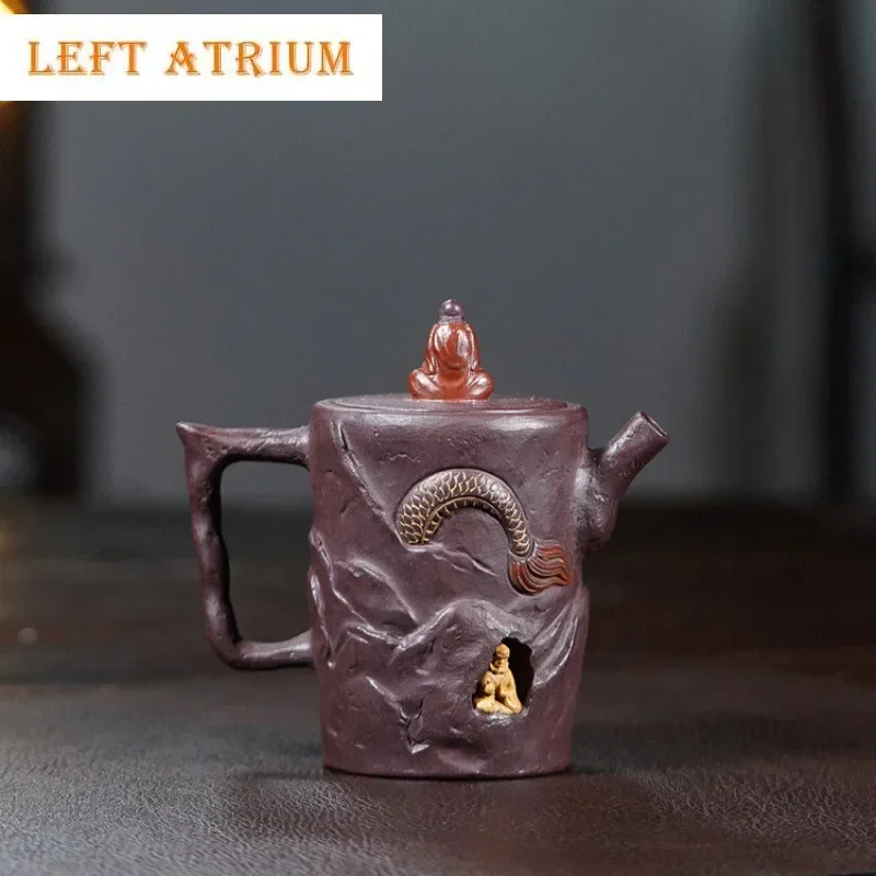 

230ml Exquisite Yixing Purple Clay Teapots Master Handmade Dragon Buddha Pot Raw Ore Purple Mud Kettle Zisha Tea Set Supplies