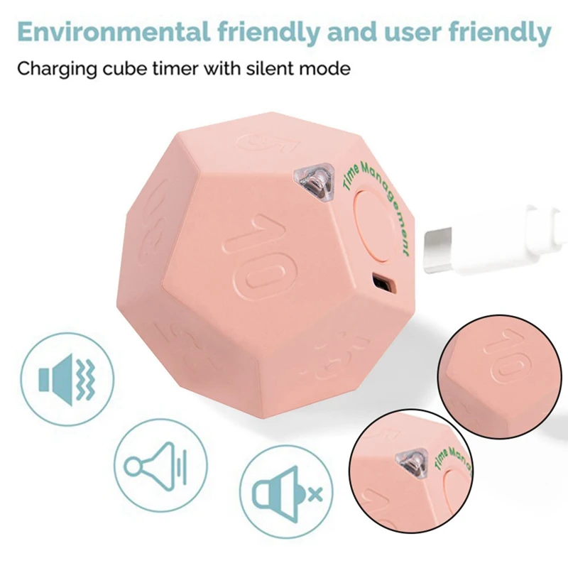 مؤقت صغير تدوير Dodecagon قابل لإعادة الشحن مؤقت صوت يهتز ضوء إنذار الوجه الموقت العد التنازلي لـ Timemanager