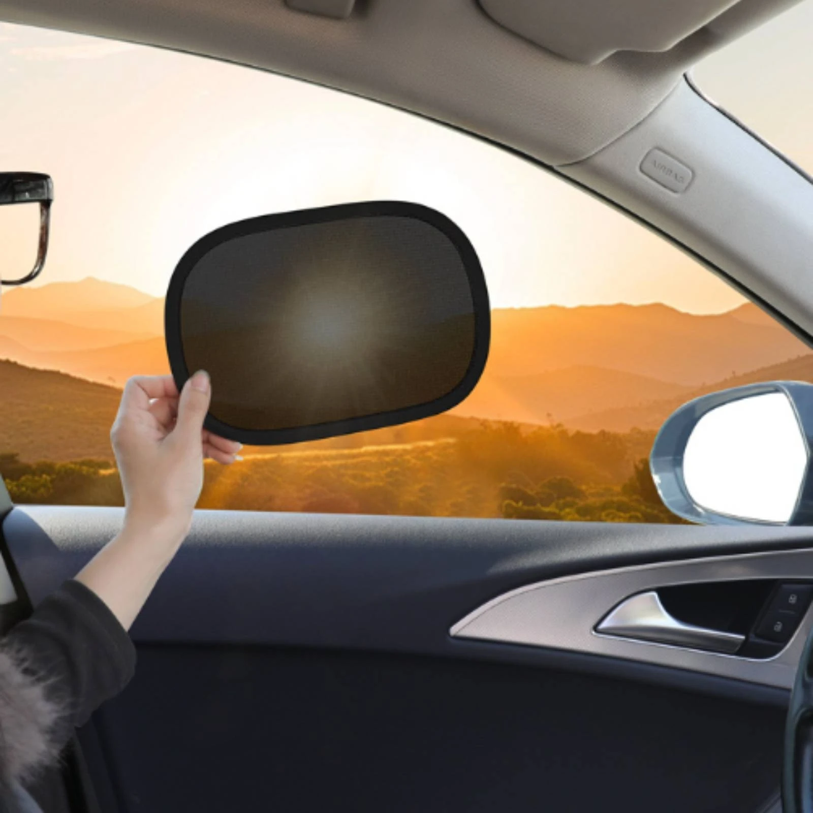 Car Sunshade Glare Reducing Mesh Window Shade Car Window Screen Easy Installation Heat Reduction for Drivers, Road Trips