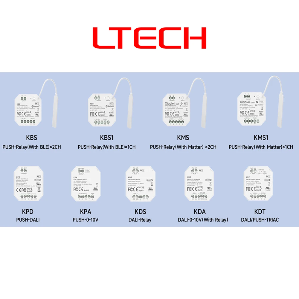 LTECH DALI Push 0-10V Smart Control K Series Module KDA KPA,DALI to Triac/ELV Module KDT,PHSH-Relay Switch Module KDS KBS KMS