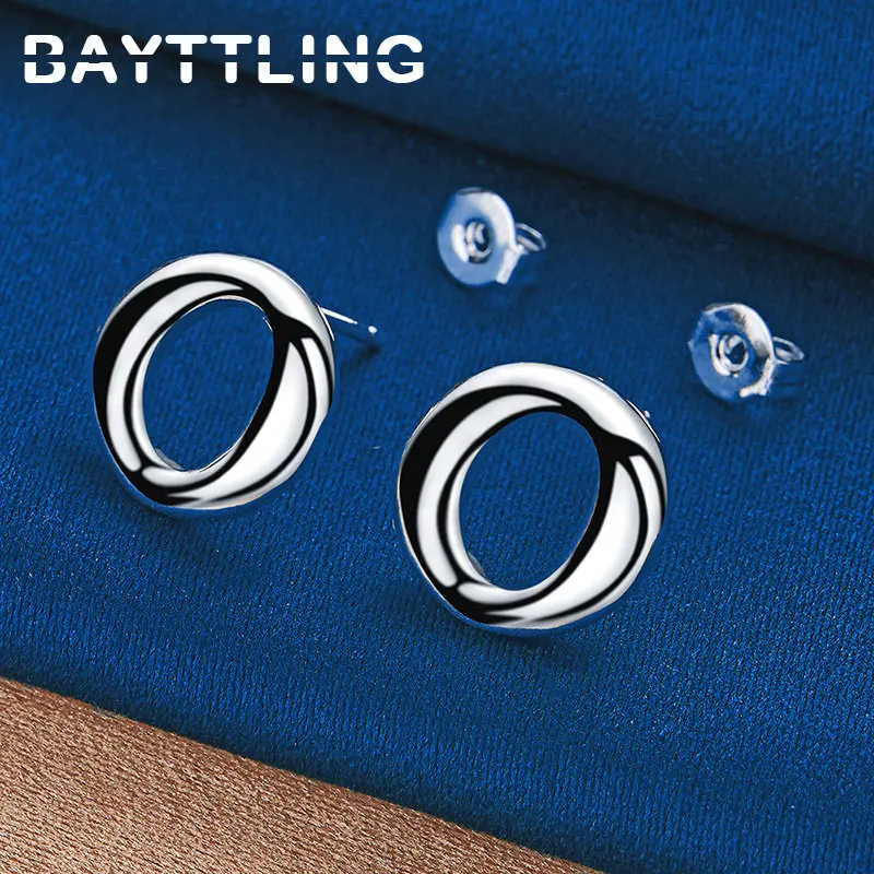 BAYTTLING Original 925 Sterling Silver O Stud Earrings For Women Fashion Charm Party Favors Jewelry Wedding Earrings