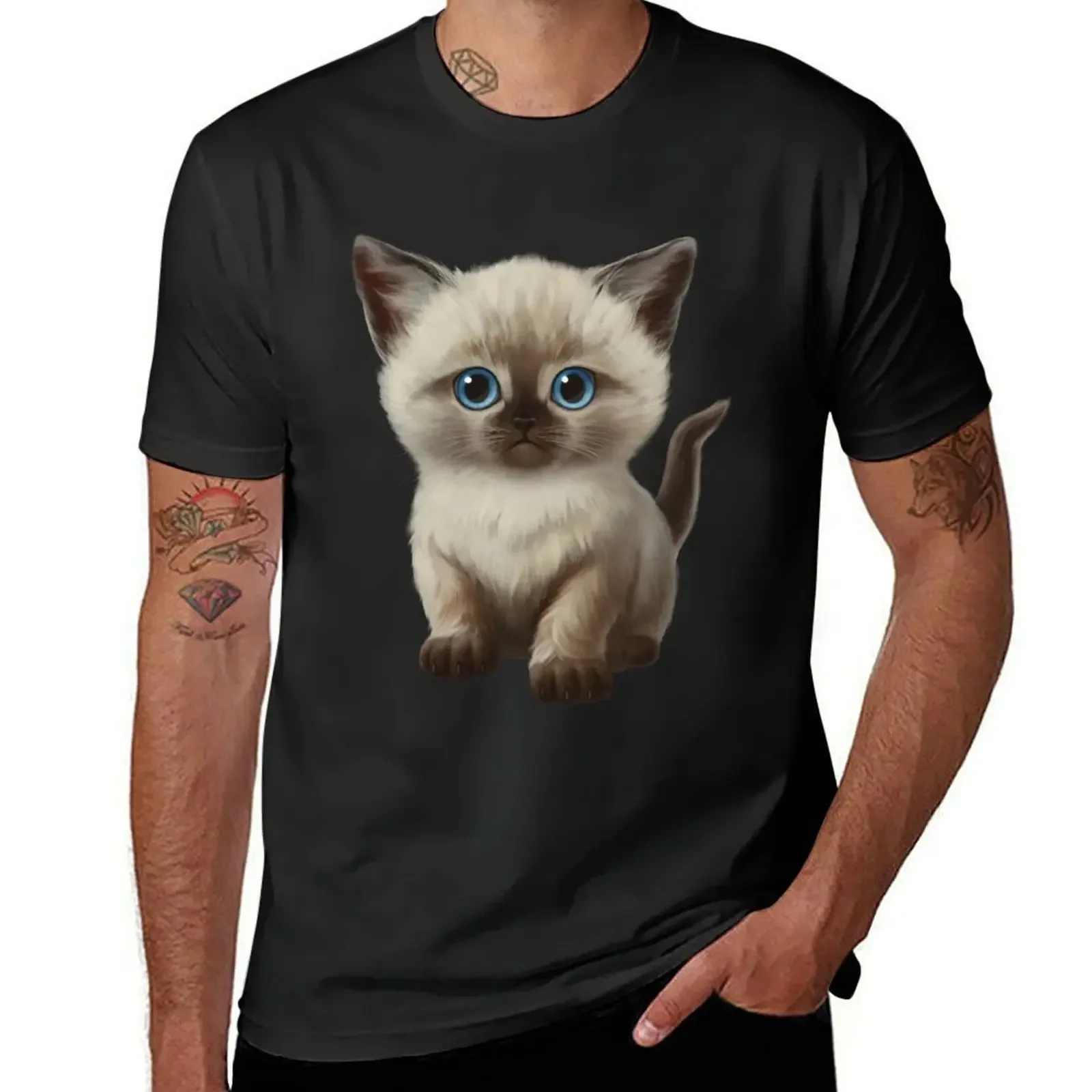 

Cataclysm- Siamese Kitten T-Shirt plus size tops cute clothes Short sleeve tee Blouse big and tall t shirts for men