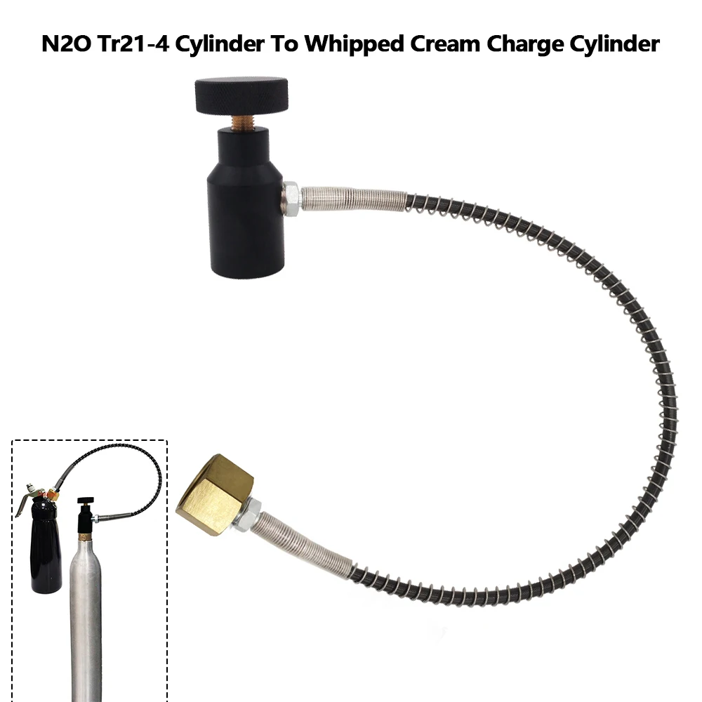 N2O Gas Refill Adapter Tr21-4 Threaded Cylinder To Whipped Cream Charge Bottle Cans 580g,615g,640g,1100g M22 Thread Cream Jar