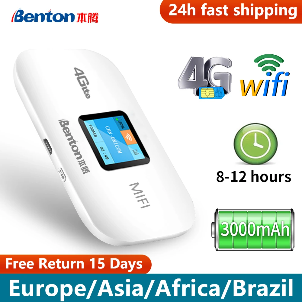 Benton-enrutador Wifi portátil 4G Lte, red tipo C, tarjeta Nano, WPS inalámbrico ilimitado, enrutadores Mifi, punto de acceso desbloqueado, 150Mbps