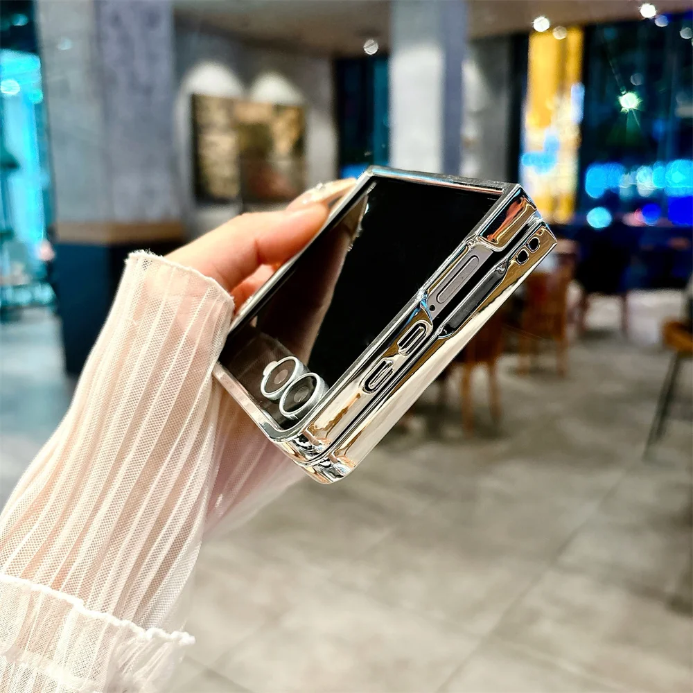 Luksusowe etui na telefon z brokatem i wzorem rombów z cyrkoniami do Samsung Galaxy Flip 7/6/5/4, posrebrzane etui Funda Galaxy Flip 6 — zdjęcie produktu 5