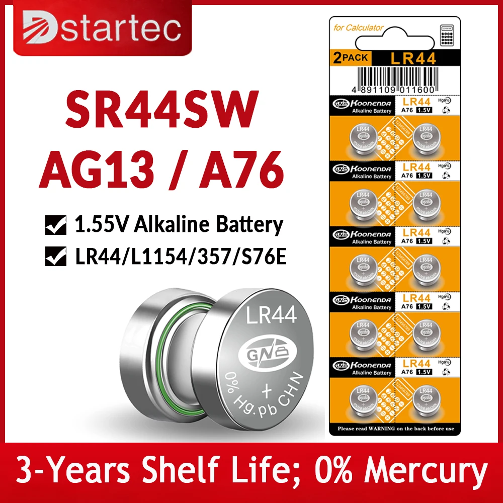 Часы и игрушки EUNICELL AG13 LR44, 10 шт.-50 шт., 155 мАч, 1,5 в, батарейки для часов, игрушек, часовые батарейки GP76 L1154 LR1154 SR1154 SR44 SR44SW SR44W