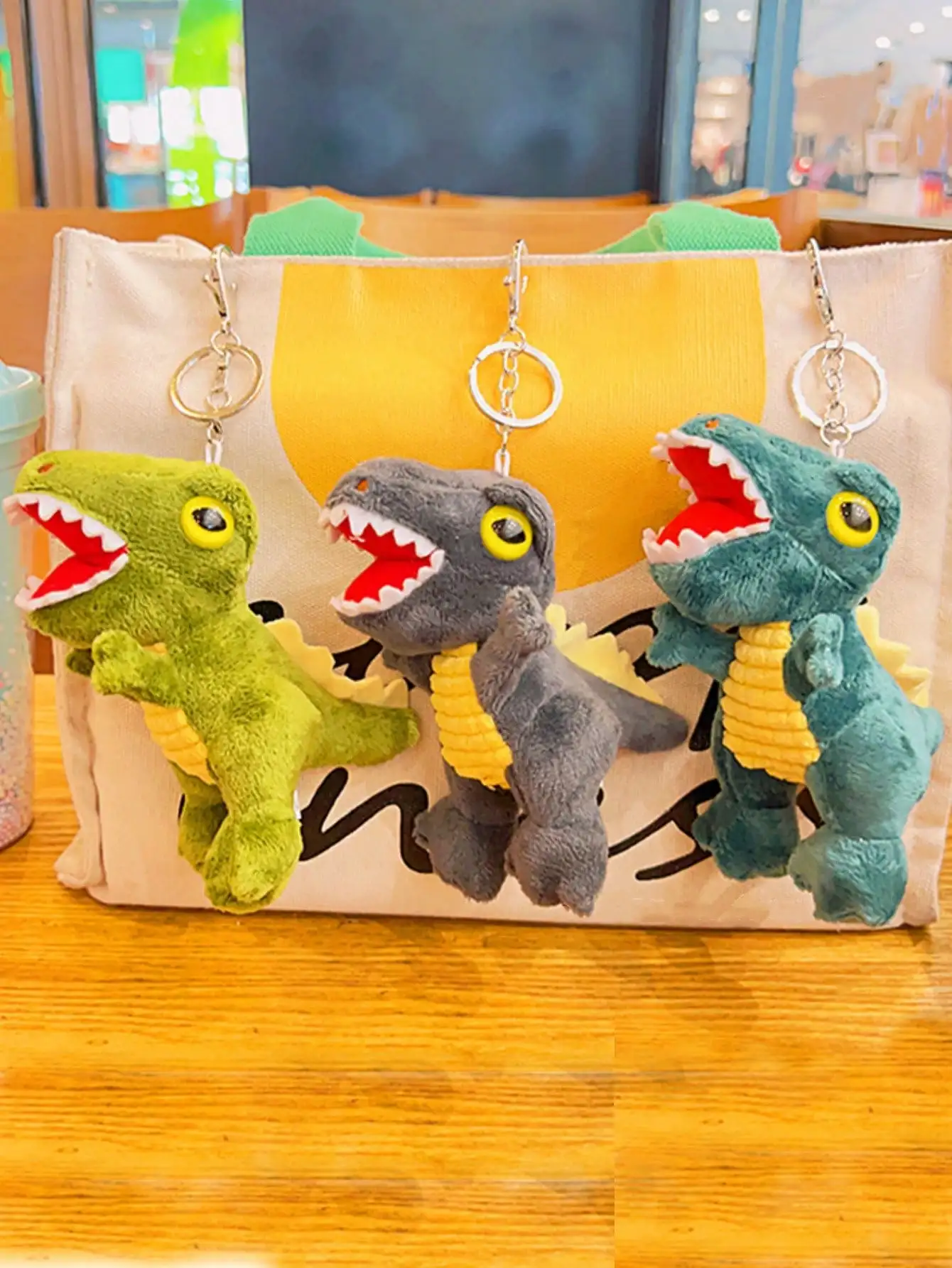 Cute Mini Plush Dinosaur Doll Hanging Ornament, Tyrannosaurs Rex Doll Keychain