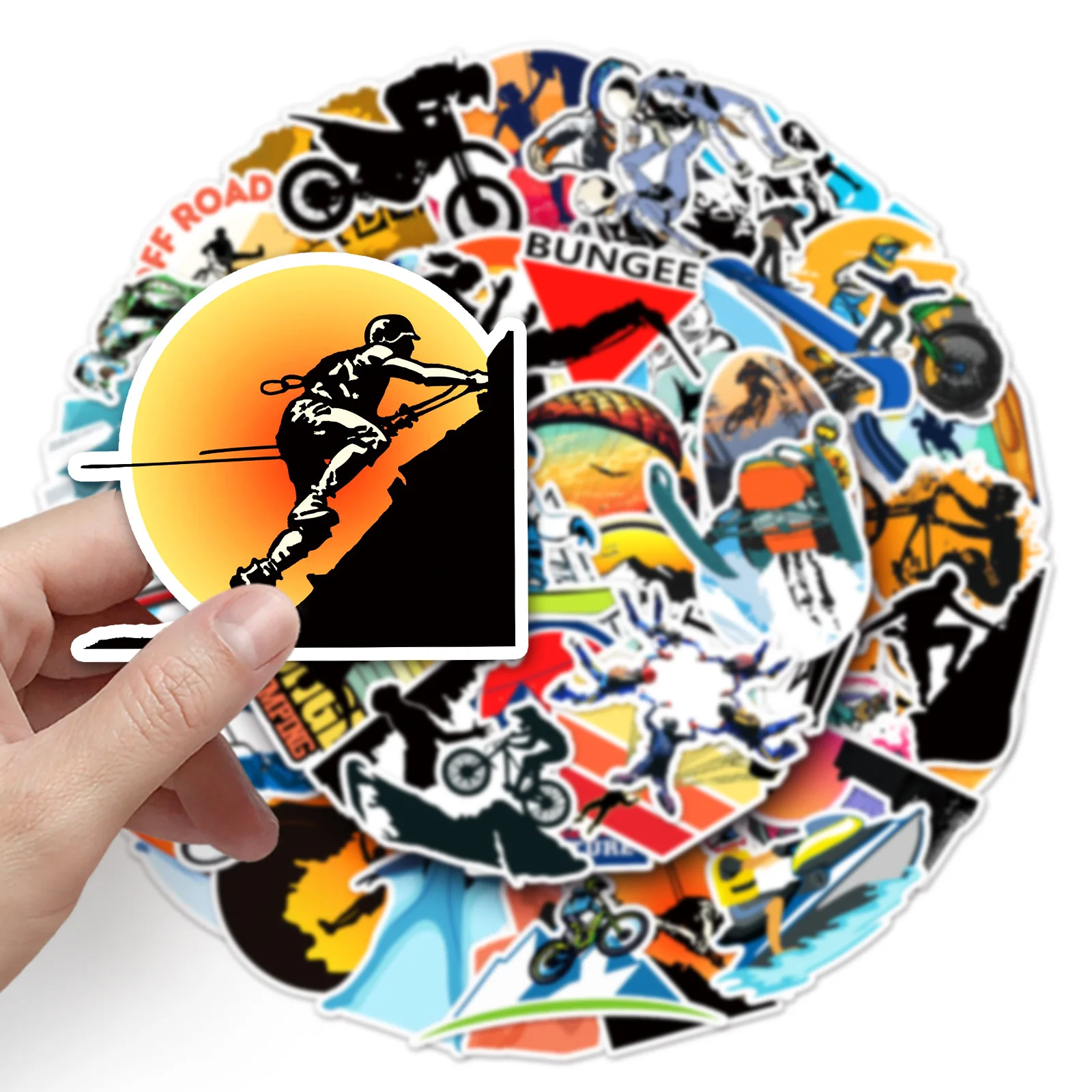 10/30/50PCS Extreme Sports Sticker Sports Climbing Parachute Motorcycle Waterproof Graffiti DIY Bicycle Skateboard Children Toy