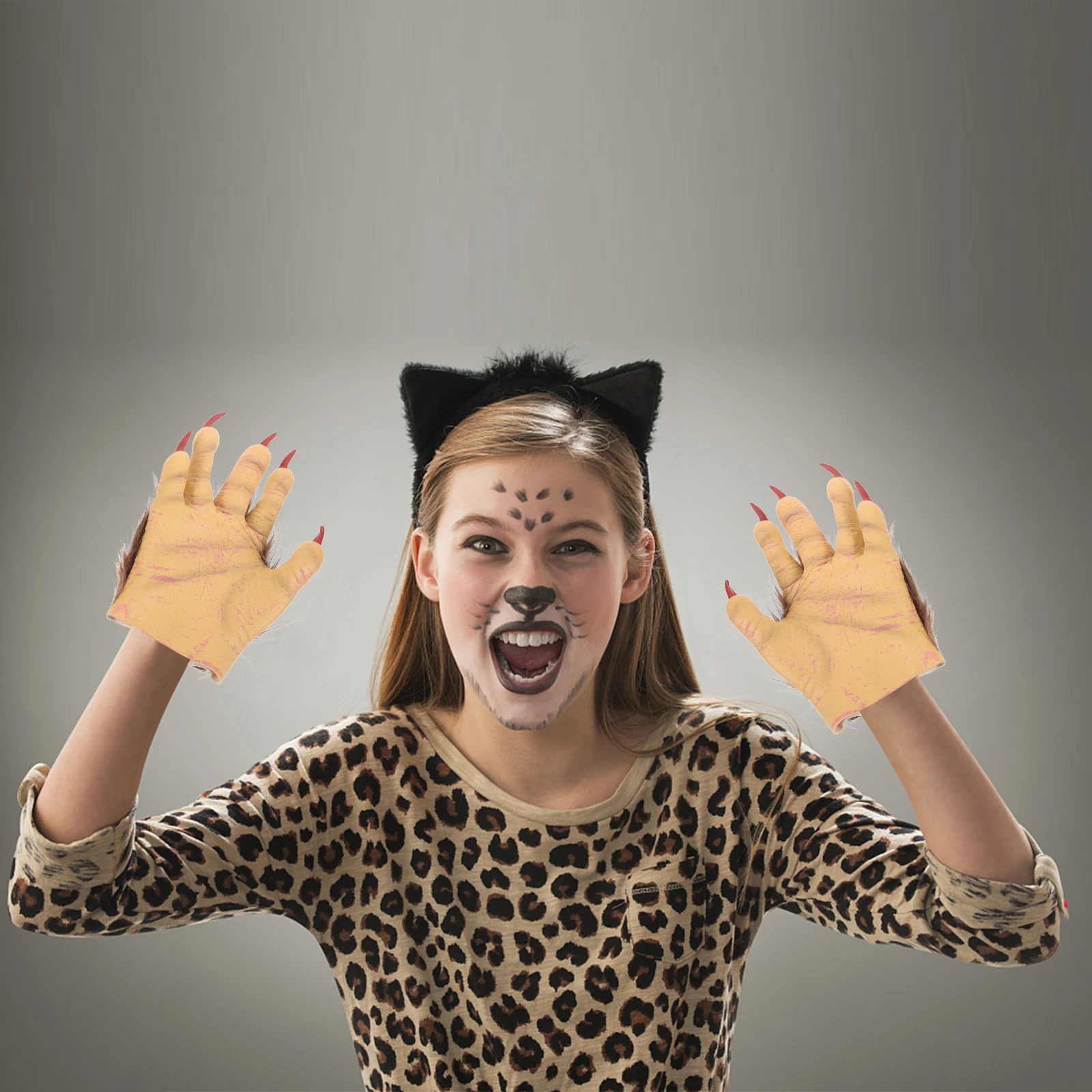 

Wolf Gloves Cosplay Handmade Animal Claws Scary Halloween Earrings Dress up Emulsion