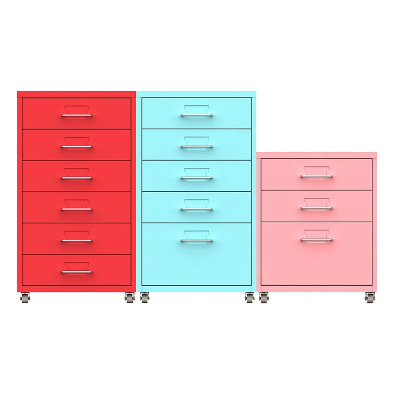 Office data file cabinet drawer mobile locker storage small low cabinet movable cabinet steel thickened