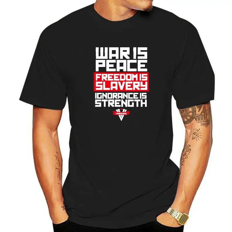 Tshirt men summer top tees Ingsoc slogan George Orwell 1984 Big Brother Socialism War is Peace new fashion tee-shirt man tee